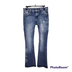 Lot 29 Low Rise Flare Leg Painted Dragon Jeans Size 30 WAIST